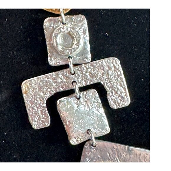 Estate Signed J Jansen Designs Brutalist Silver Plated Statement Necklace Modern - Picture 12 of 14